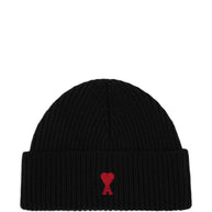 Ami Paris Ami De Coeur Wool Beanie - Black
