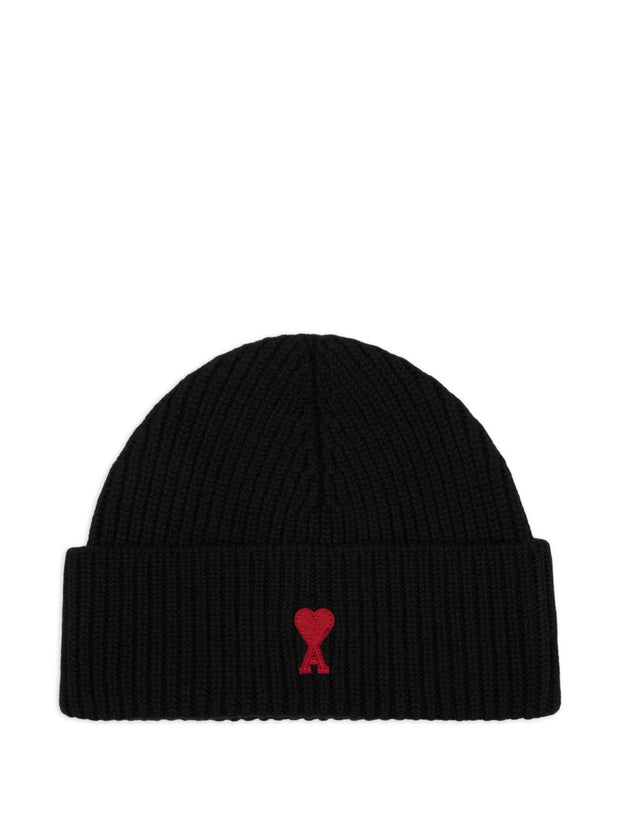 Ami Paris Ami De Coeur Wool Beanie - Black