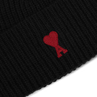 Ami Paris Ami De Coeur Wool Beanie - Black