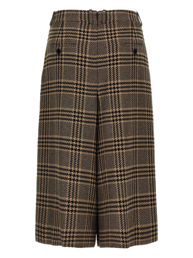 Saint Laurent Prince Of Wales Culotte Skirt - Black