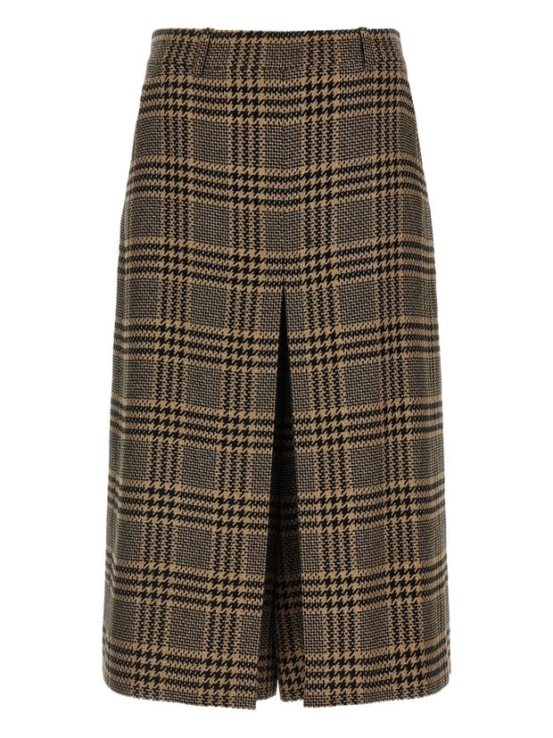 Saint Laurent Prince Of Wales Culotte Skirt - Black