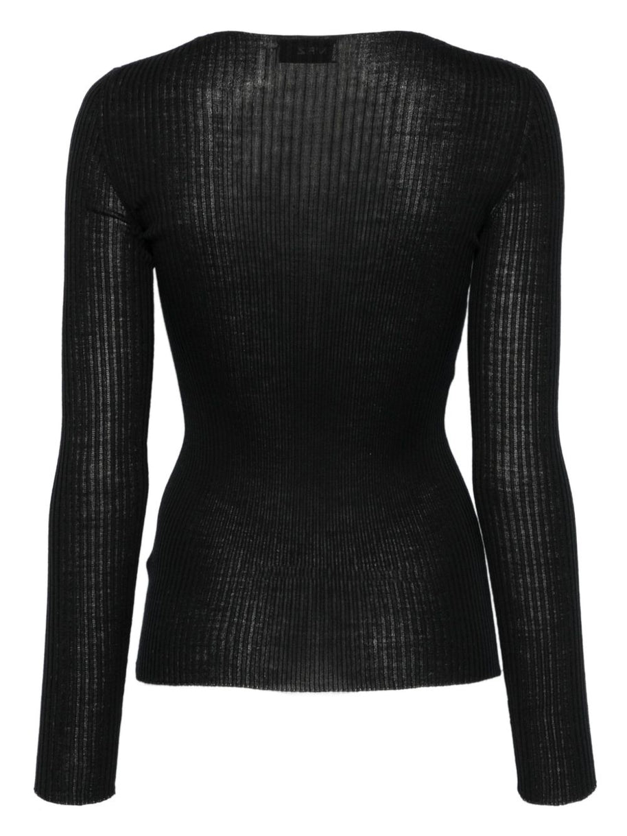 MRZ Wool Ribbed Sweater - Black