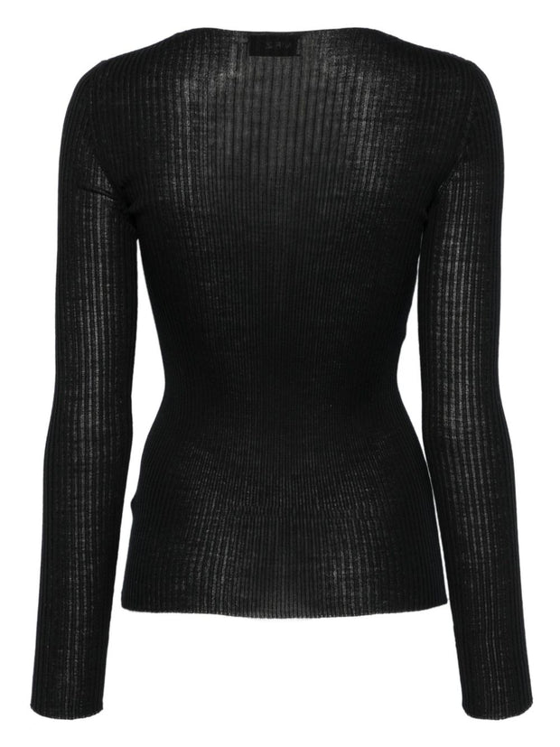 MRZ Wool Ribbed Sweater - Black
