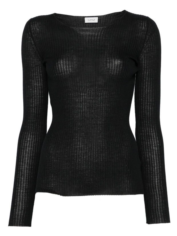 MRZ Wool Ribbed Sweater - Black