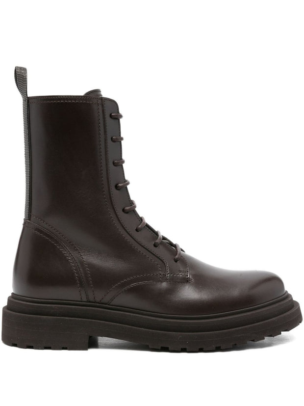 Brunello Cucinelli Leather Biker Boots Brown