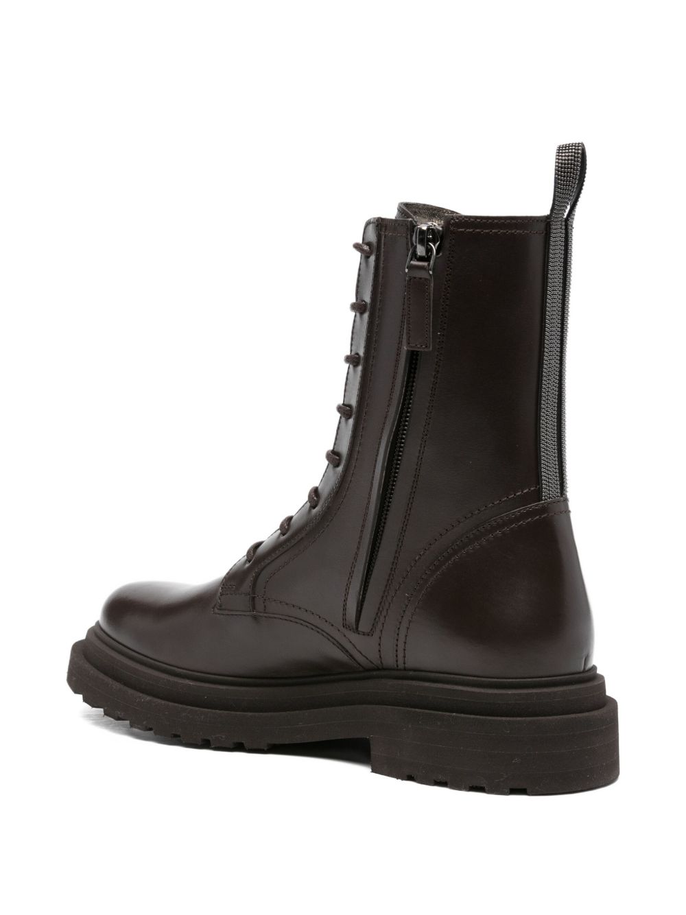 Brunello Cucinelli Leather Biker Boots Brown