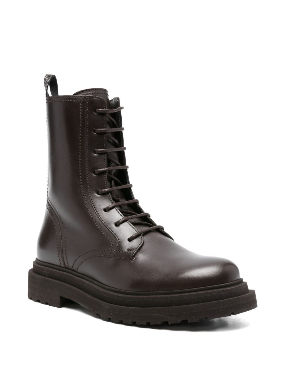 Brunello Cucinelli Leather Biker Boots Brown