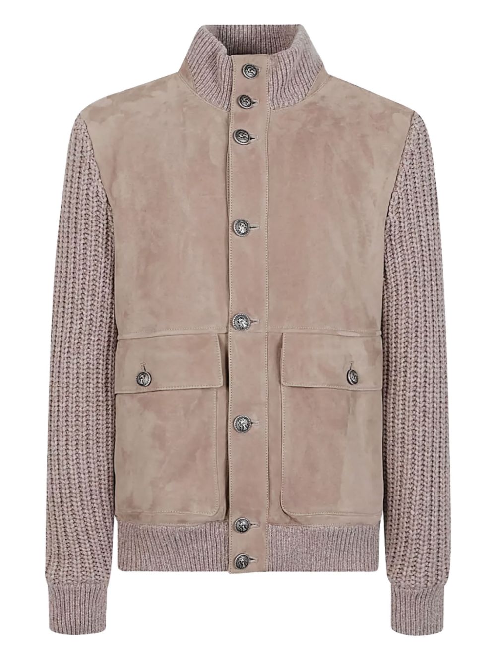 Brunello Cucinelli Leather Bomber Jacket Beige