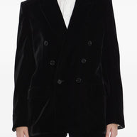 Saint Laurent  Velvet Double-breasted Jacket - Black