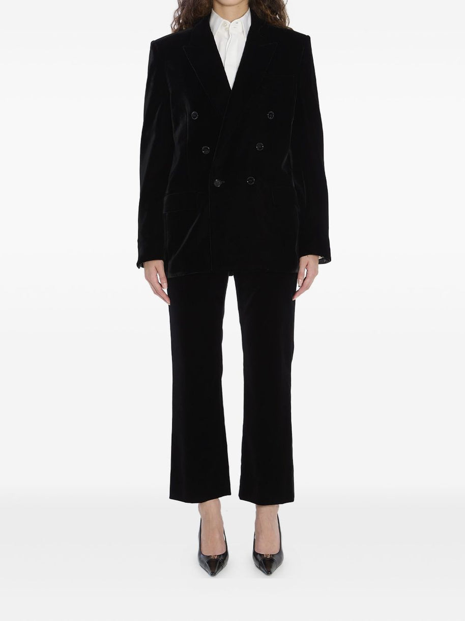 Saint Laurent  Velvet Double-breasted Jacket - Black