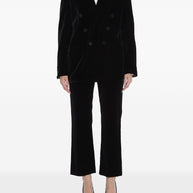 Saint Laurent  Velvet Double-breasted Jacket - Black