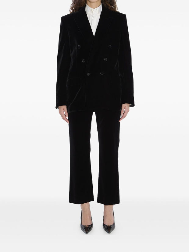 Saint Laurent  Velvet Double-breasted Jacket - Black