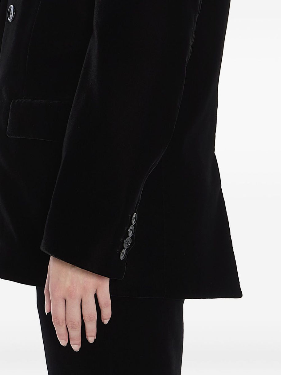 Saint Laurent  Velvet Double-breasted Jacket - Black