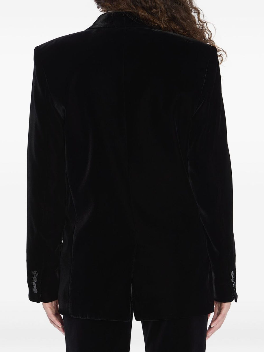 Saint Laurent  Velvet Double-breasted Jacket - Black
