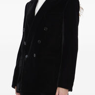 Saint Laurent  Velvet Double-breasted Jacket - Black