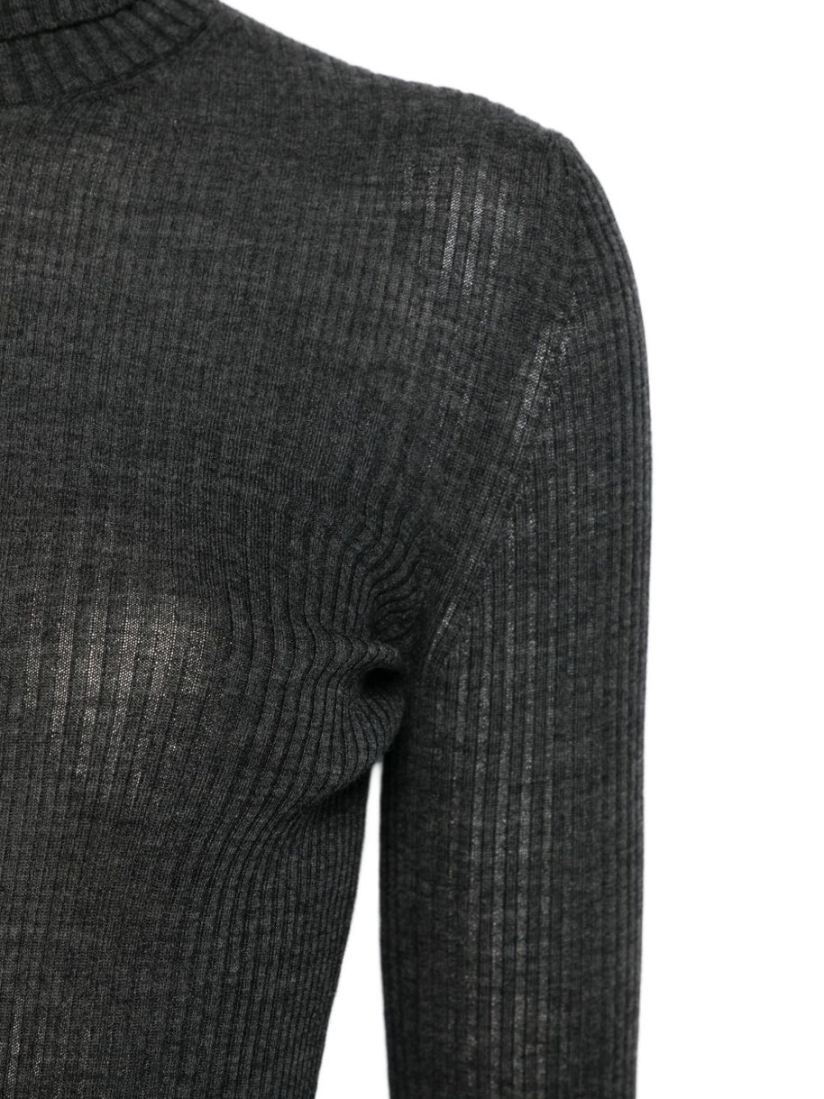 MRZ Wool Ribbed HIgh neck Sweater - Grey