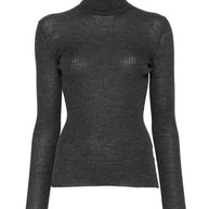 MRZ Wool Ribbed HIgh neck Sweater - Grey