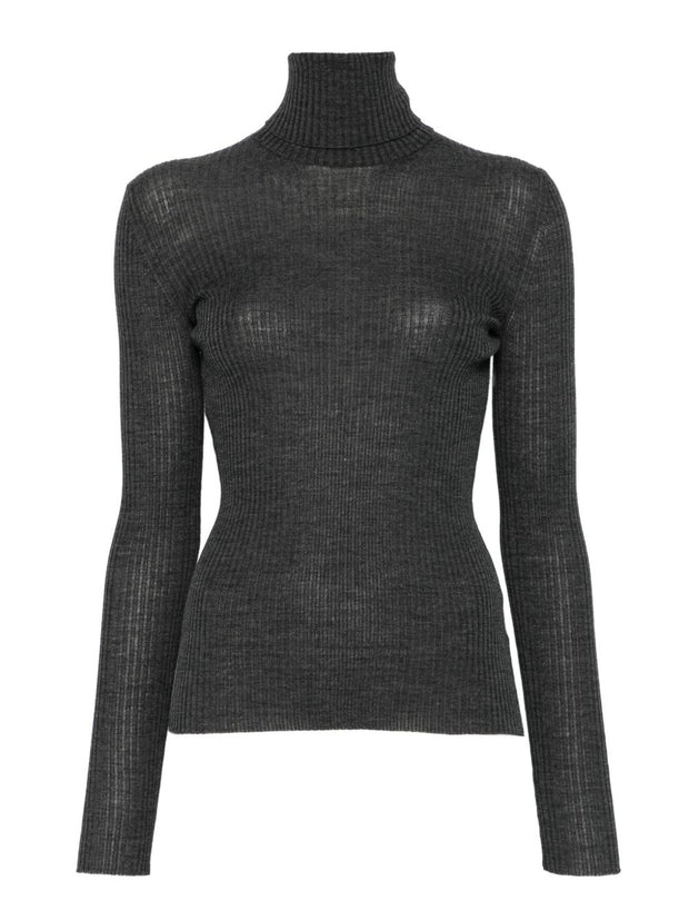 MRZ Wool Ribbed HIgh neck Sweater - Grey