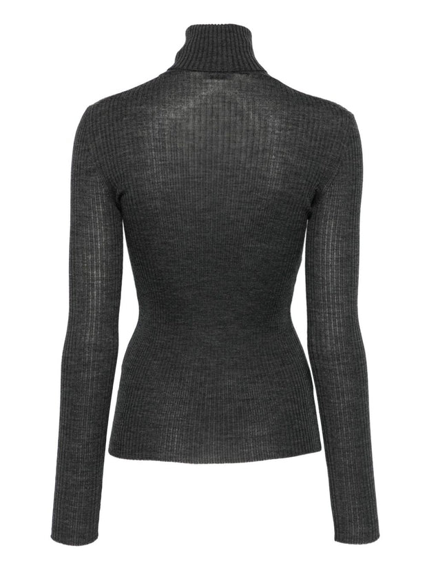 MRZ Wool Ribbed HIgh neck Sweater - Grey
