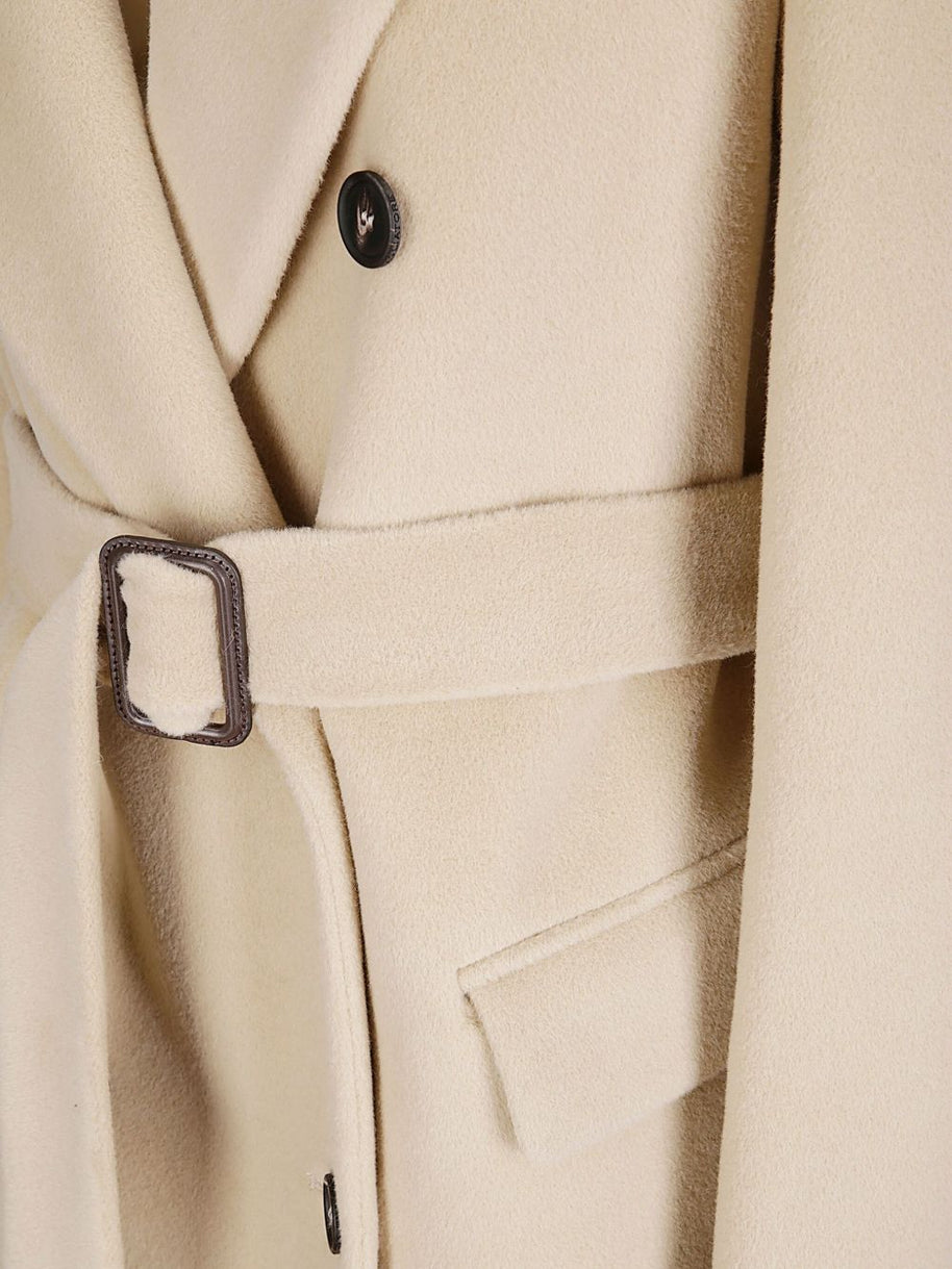 Tagliatore Wool Double-breasted Belted Coat - Beige