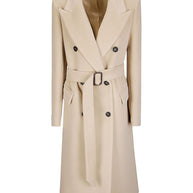 Tagliatore Wool Double-breasted Belted Coat - Beige