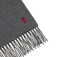 Ami Paris Ami De Coeur Wool Scarf - Grey