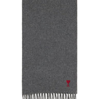 Ami Paris Ami De Coeur Wool Scarf - Grey
