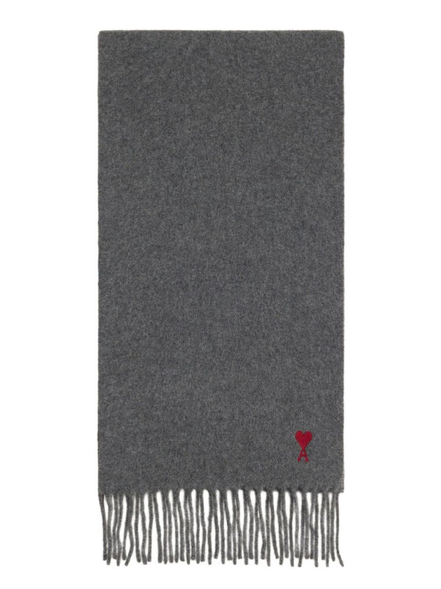 Ami Paris Ami De Coeur Wool Scarf Grey