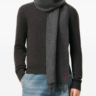 Ami Paris Ami De Coeur Wool Scarf - Grey