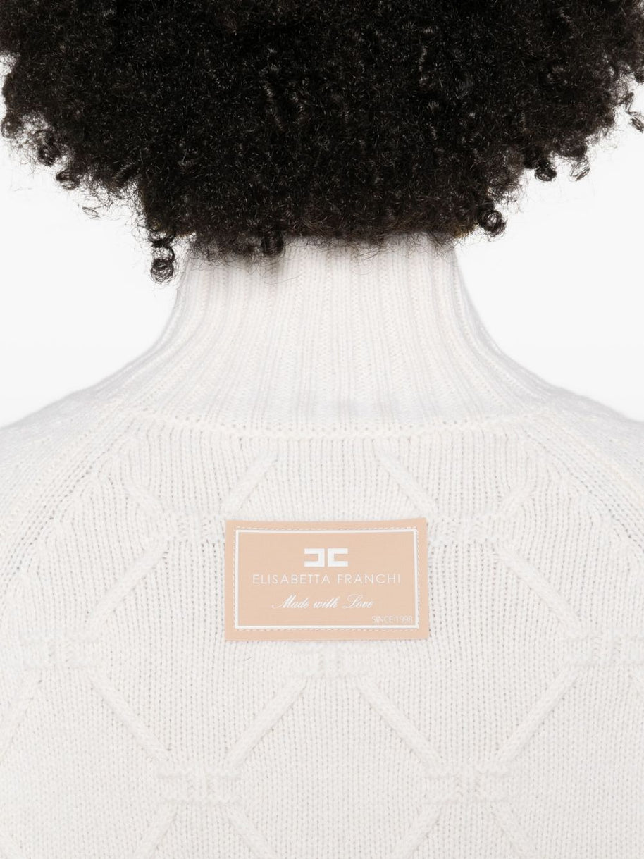 Elisabetta Franchi Wool High Neck Sweater - Cream