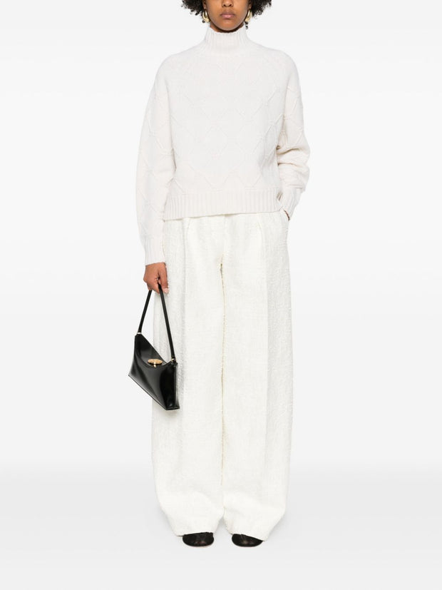 Elisabetta Franchi Wool High Neck Sweater - Cream