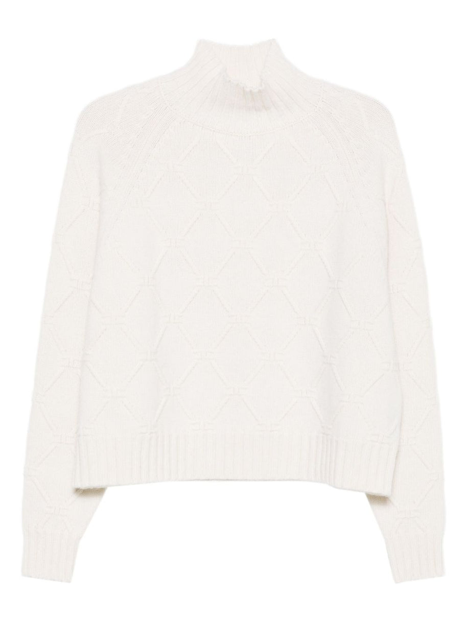 Elisabetta Franchi Wool High Neck Sweater - Cream