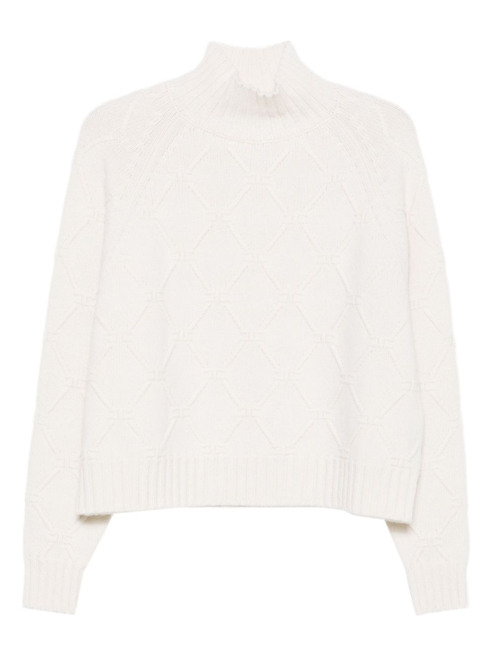 Elisabetta Franchi Wool High Neck Sweater - Cream