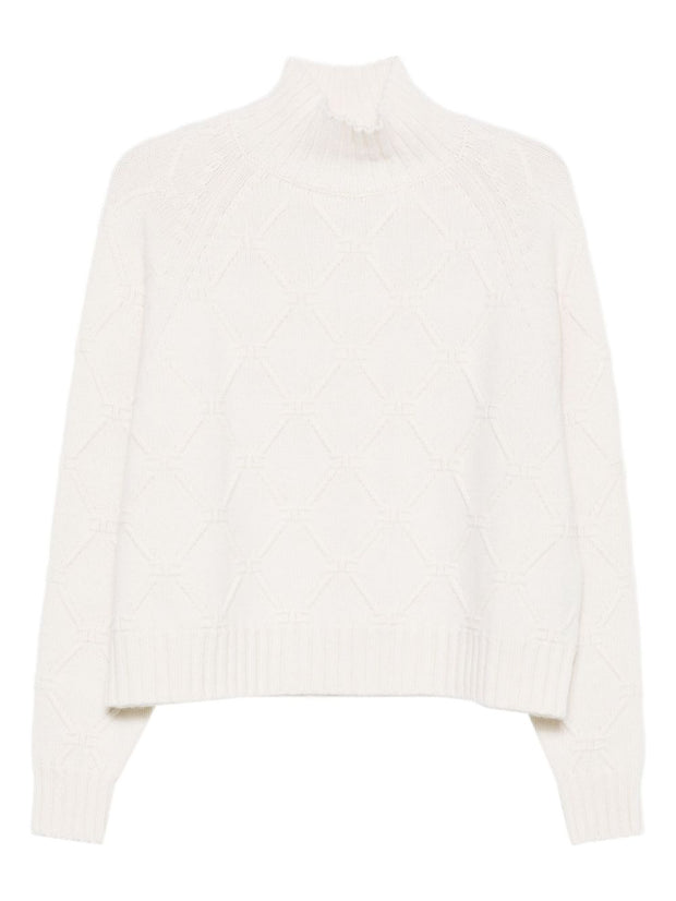 Elisabetta Franchi Wool High Neck Sweater - Cream