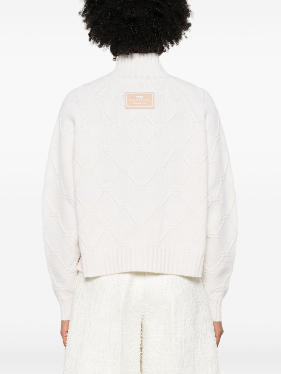 Elisabetta Franchi Wool High Neck Sweater - Cream