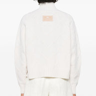 Elisabetta Franchi Wool High Neck Sweater - Cream