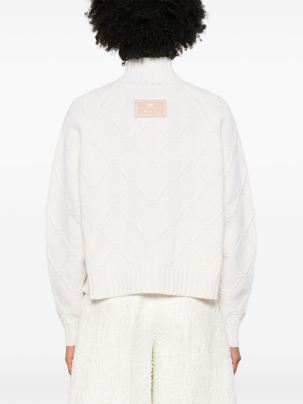 Elisabetta Franchi Wool High Neck Sweater - Cream