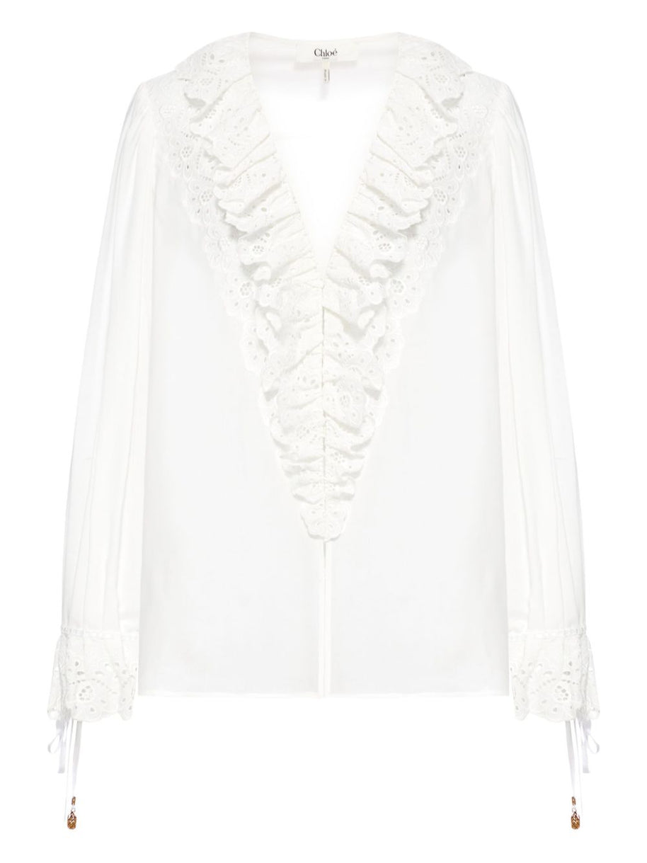 Chloé Cotton Voile Top White