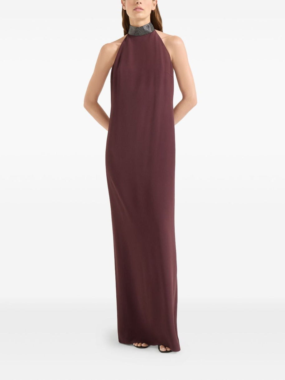 Brunello Cucinelli Silk Blend Maxi Dress - Bordeaux