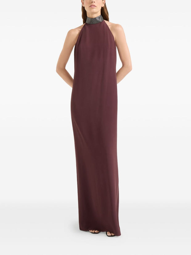 Brunello Cucinelli Silk Blend Maxi Dress - Bordeaux