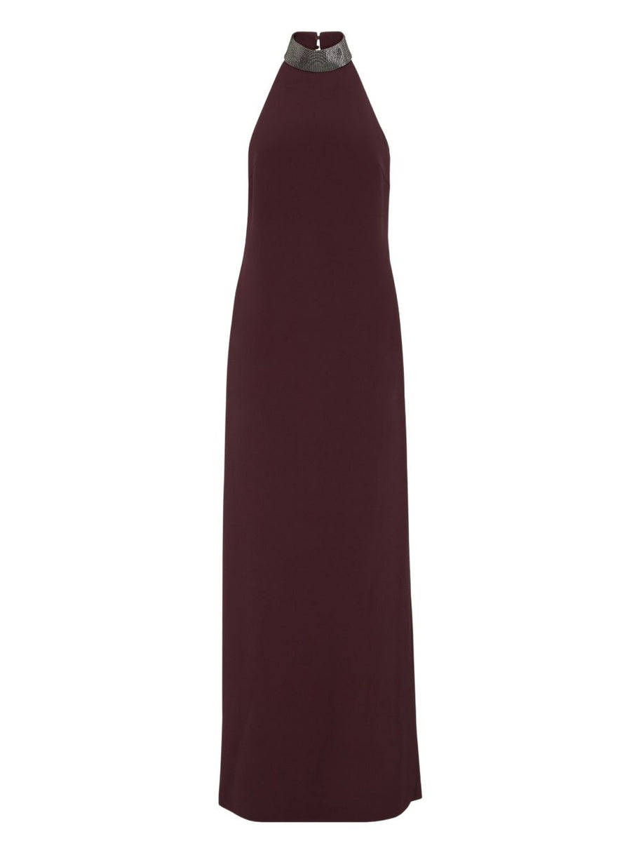 Brunello Cucinelli Silk Blend Maxi Dress - Bordeaux