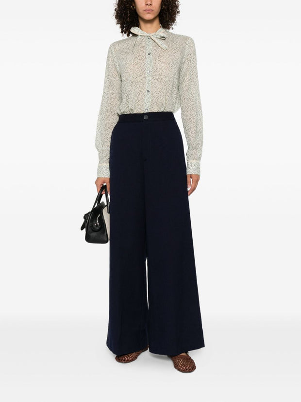 Forte Forte Cotton High-waisted Trousers - Blue
