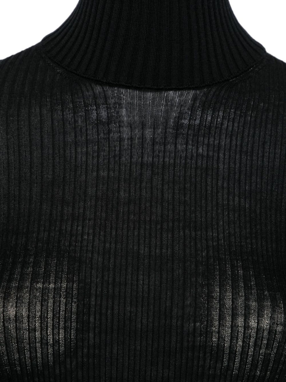 MRZ Wool Ribbed High Neck Sweater - Black