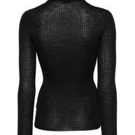 MRZ Wool Ribbed High Neck Sweater - Black