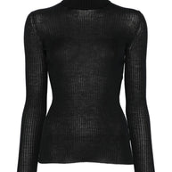 MRZ Wool Ribbed High Neck Sweater - Black