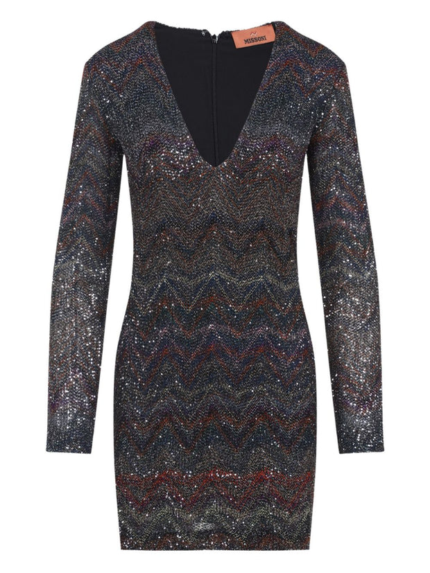 Missoni V-necked Short Dress MultiColour