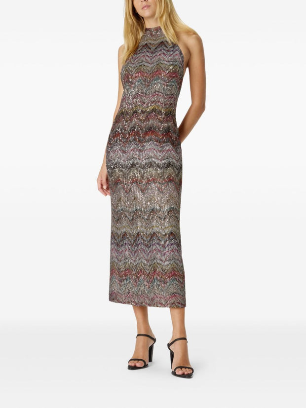 Missoni Sequin Embellished Halter Neck Long Dress