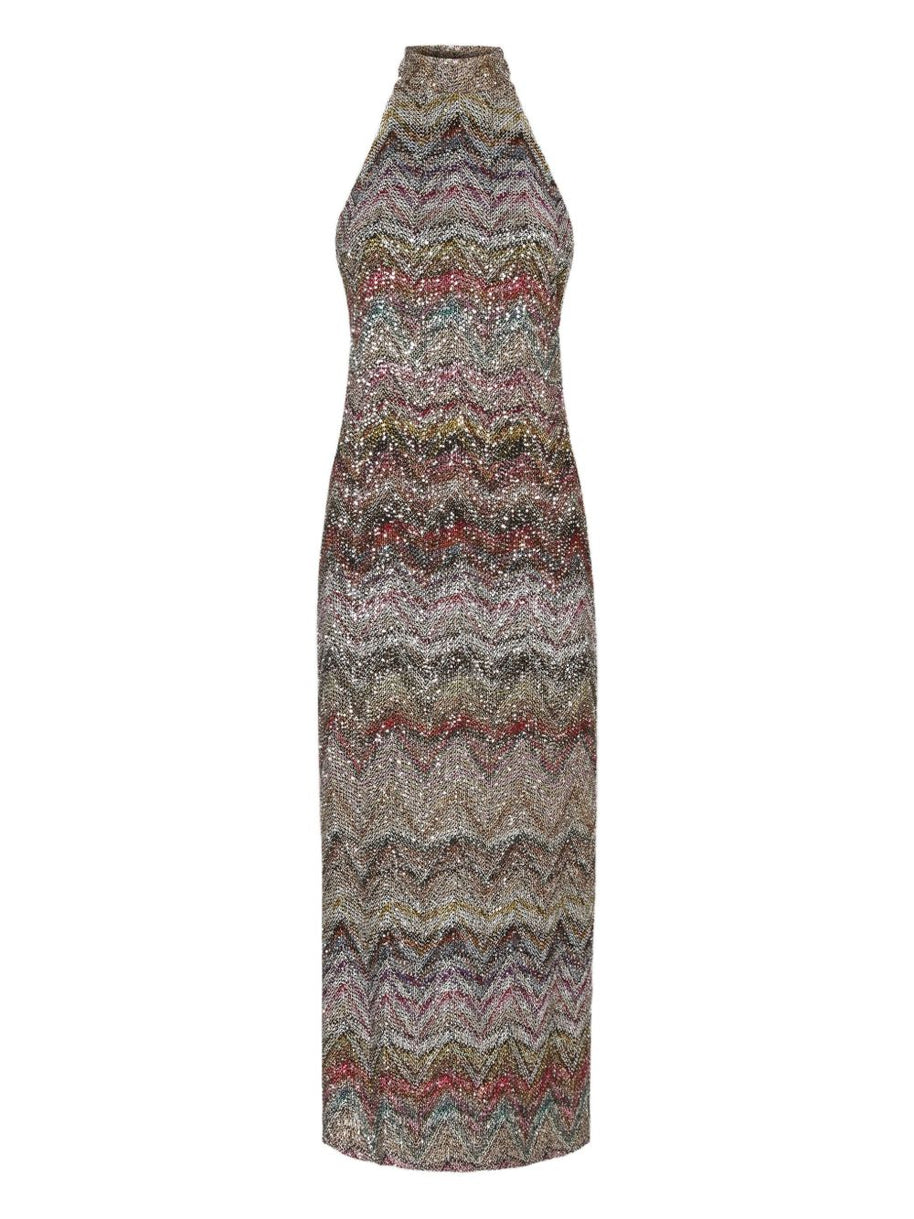 Missoni Sequin Embellished Halter Neck Long Dress