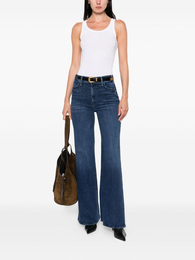 Mother The Hustler Roller Sneak Denim Jeans - Blue