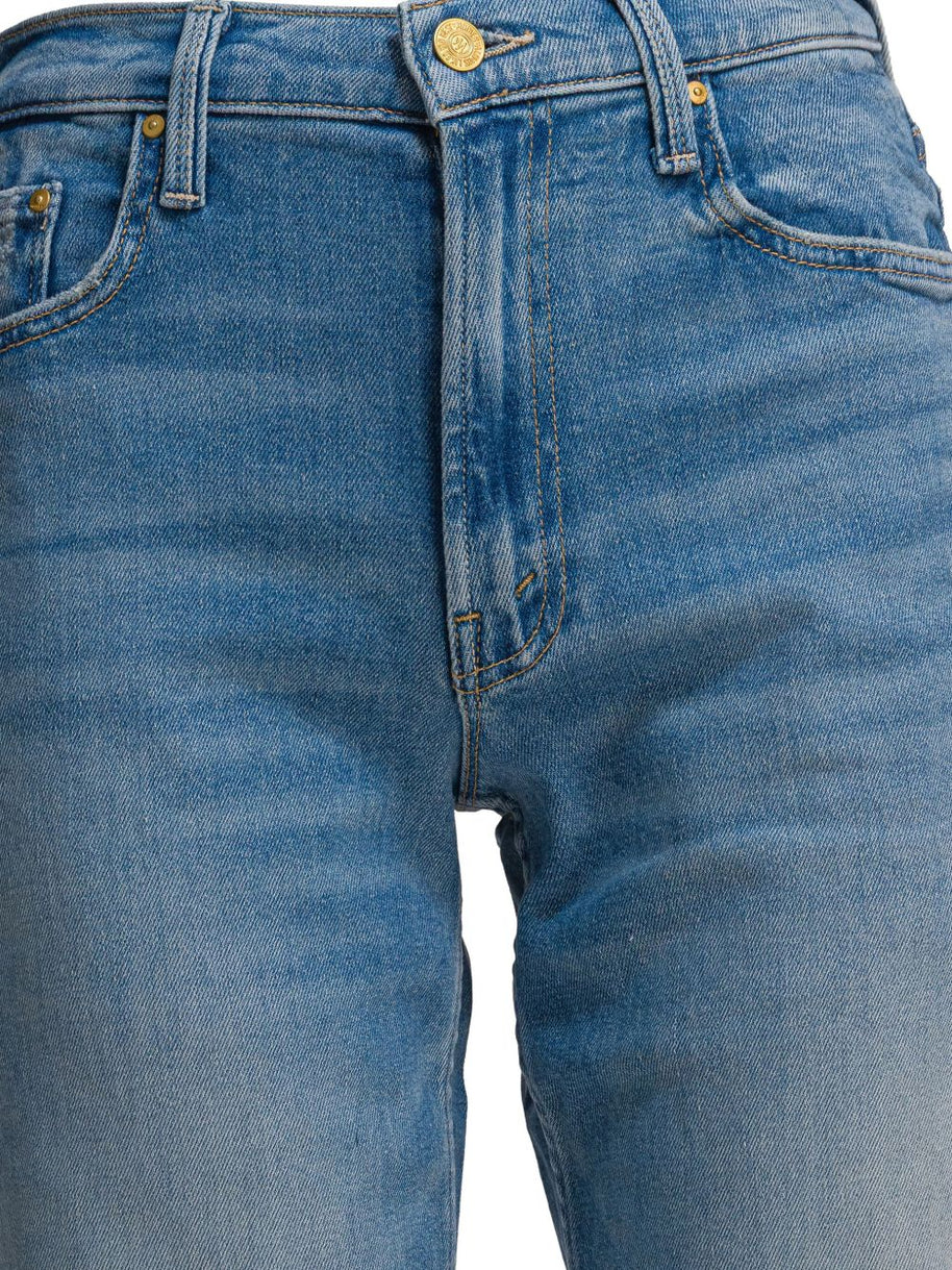 Mother The Spinner Zip Sneak Denim Jeans  - Clear Blue